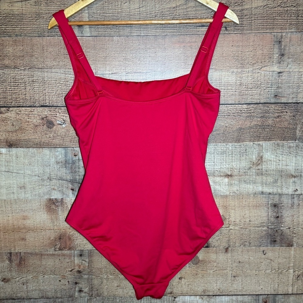🌻 Sea Level Australia Eco Essentials Square Neck Red One-Piece Swimsuit size 14 - Picture 4 of 15